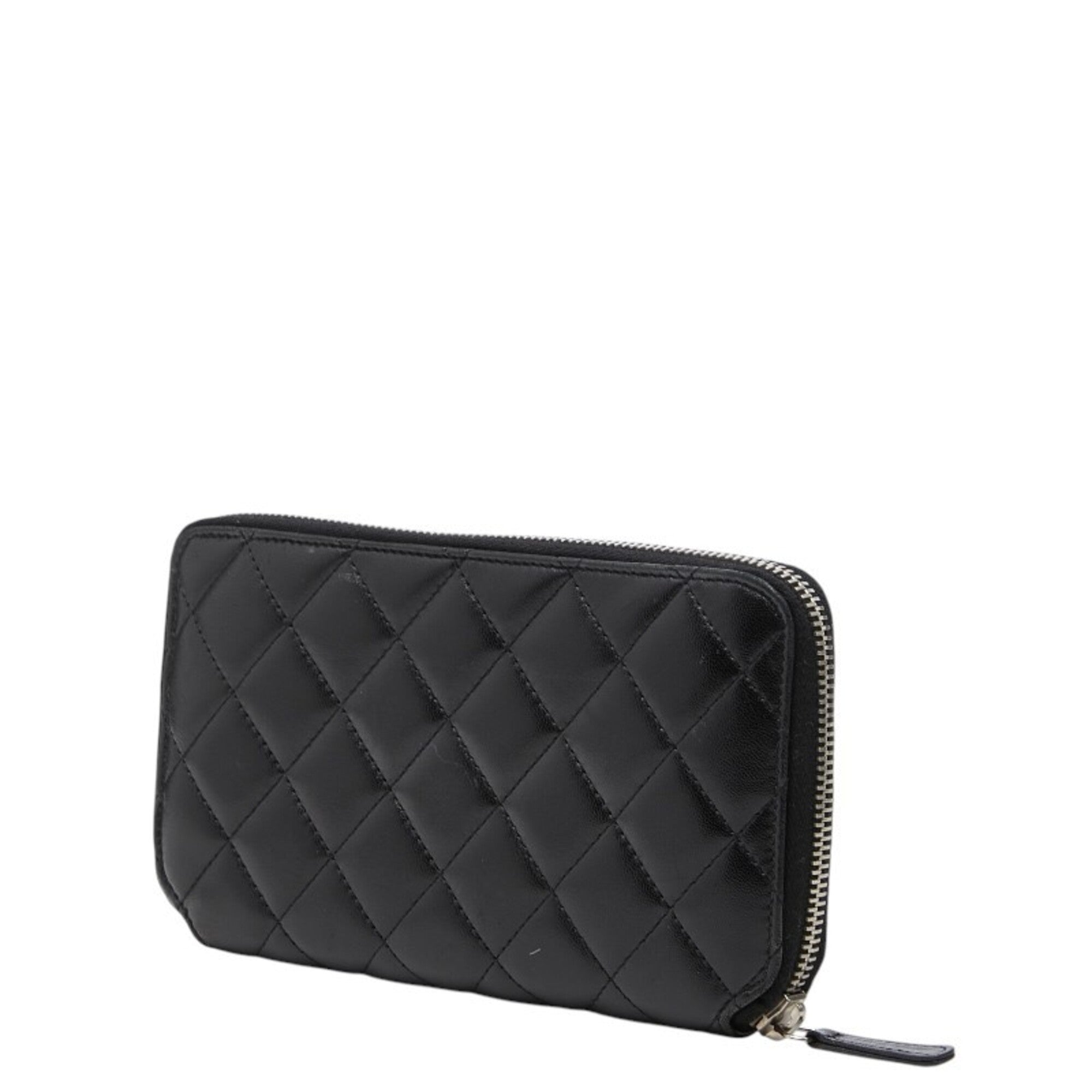 Chanel Matelasse Black Leather Long Wallet (Bi-Fold)