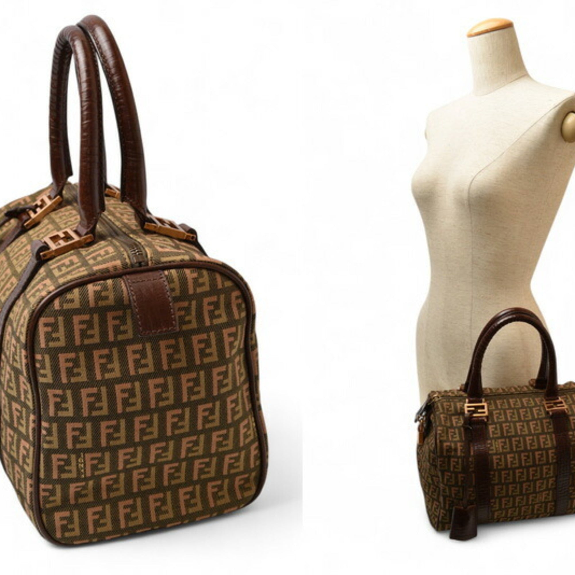 Fendi Zucca Khaki Brown Zucca Canvas Handbag