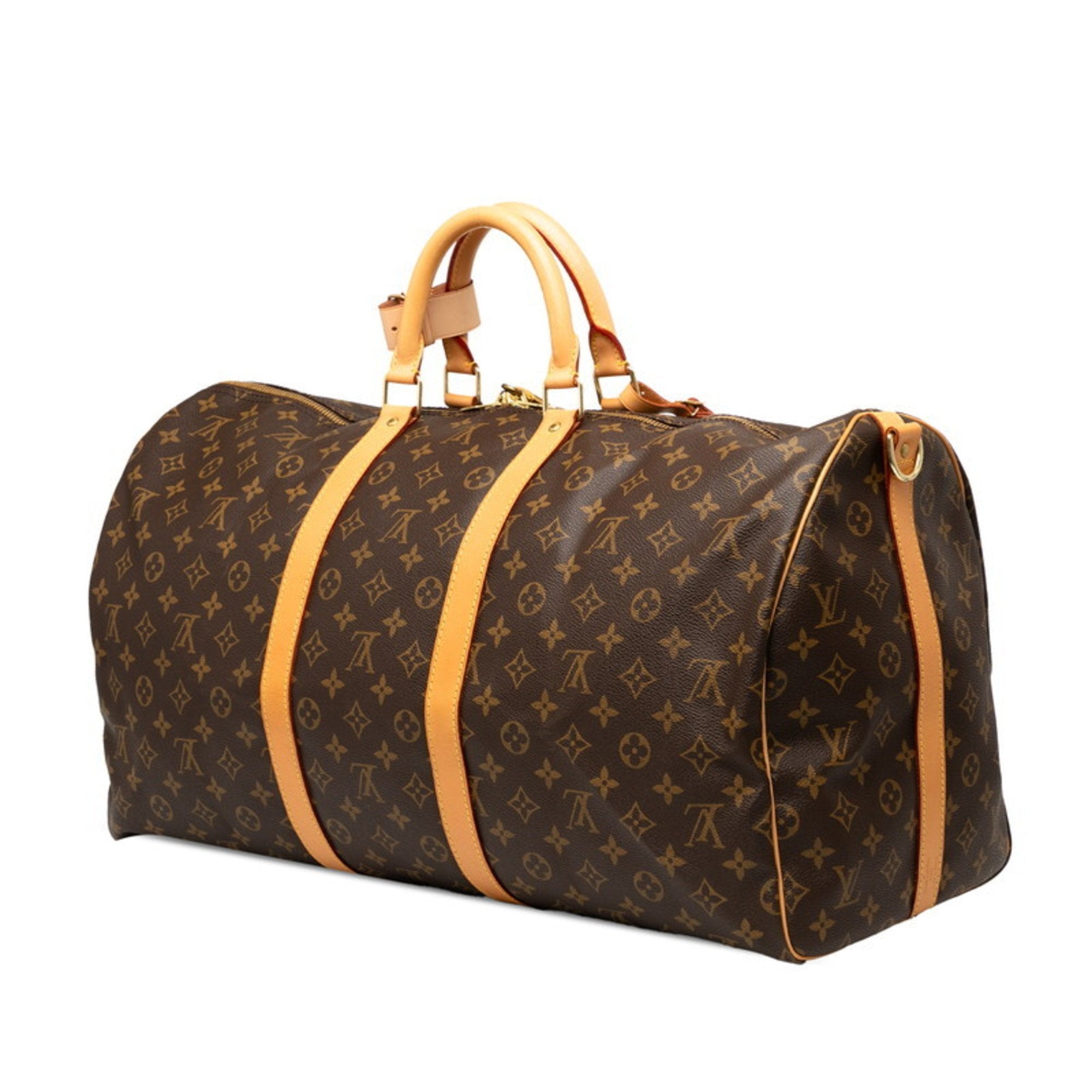Louis Vuitton Brown Pvc Leather Boston Bag Shoulder Bag