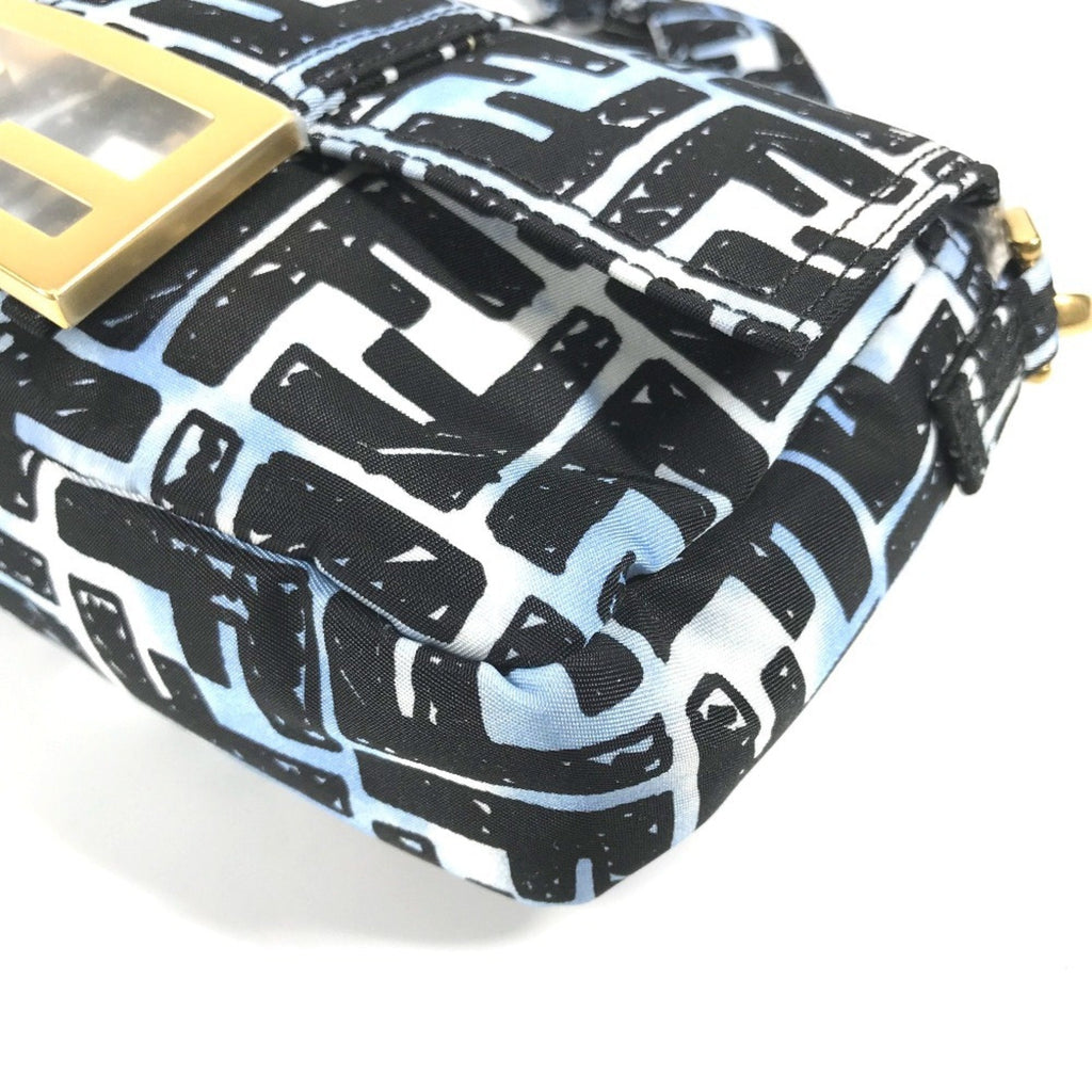Fendi Black Blue Nylon Baguette Bag Pochette Shoulder Bag