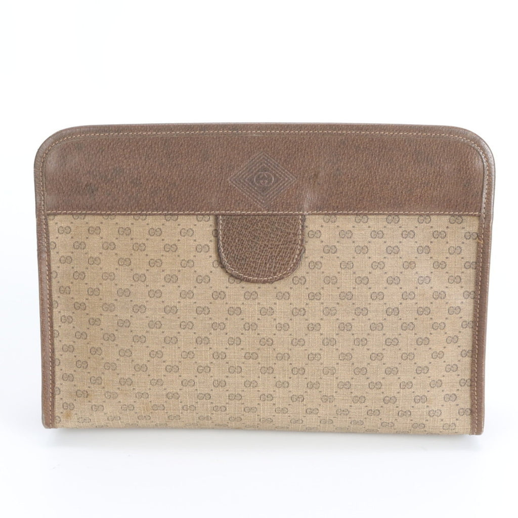 Gucci Brown Micro Gg Leather Coated Canvas Leather Pouch (Pre-Owned)