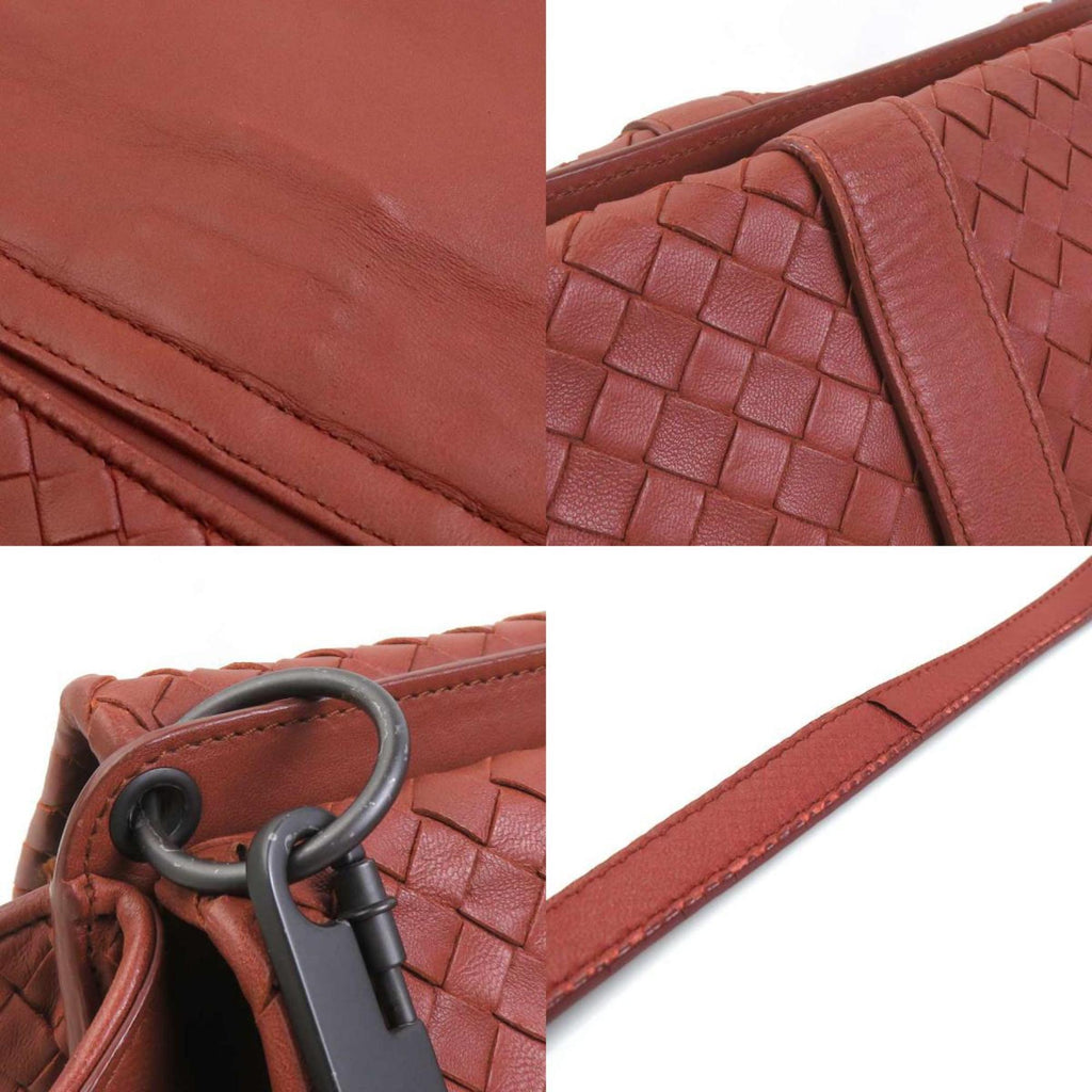 Bottega Veneta Red Brown Leather Shoulder Bag