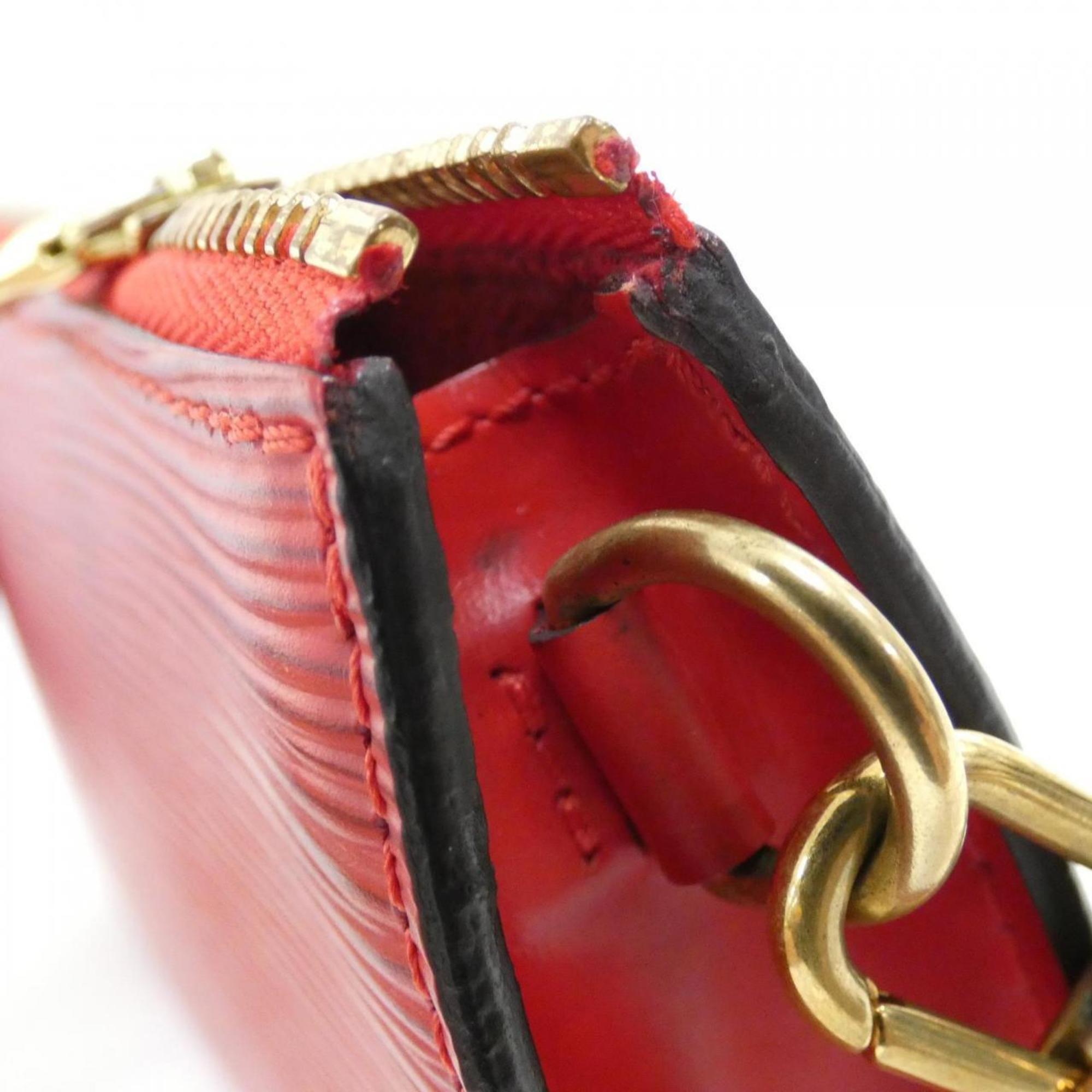 Louis Vuitton Red Color Leather Pochette Pouch