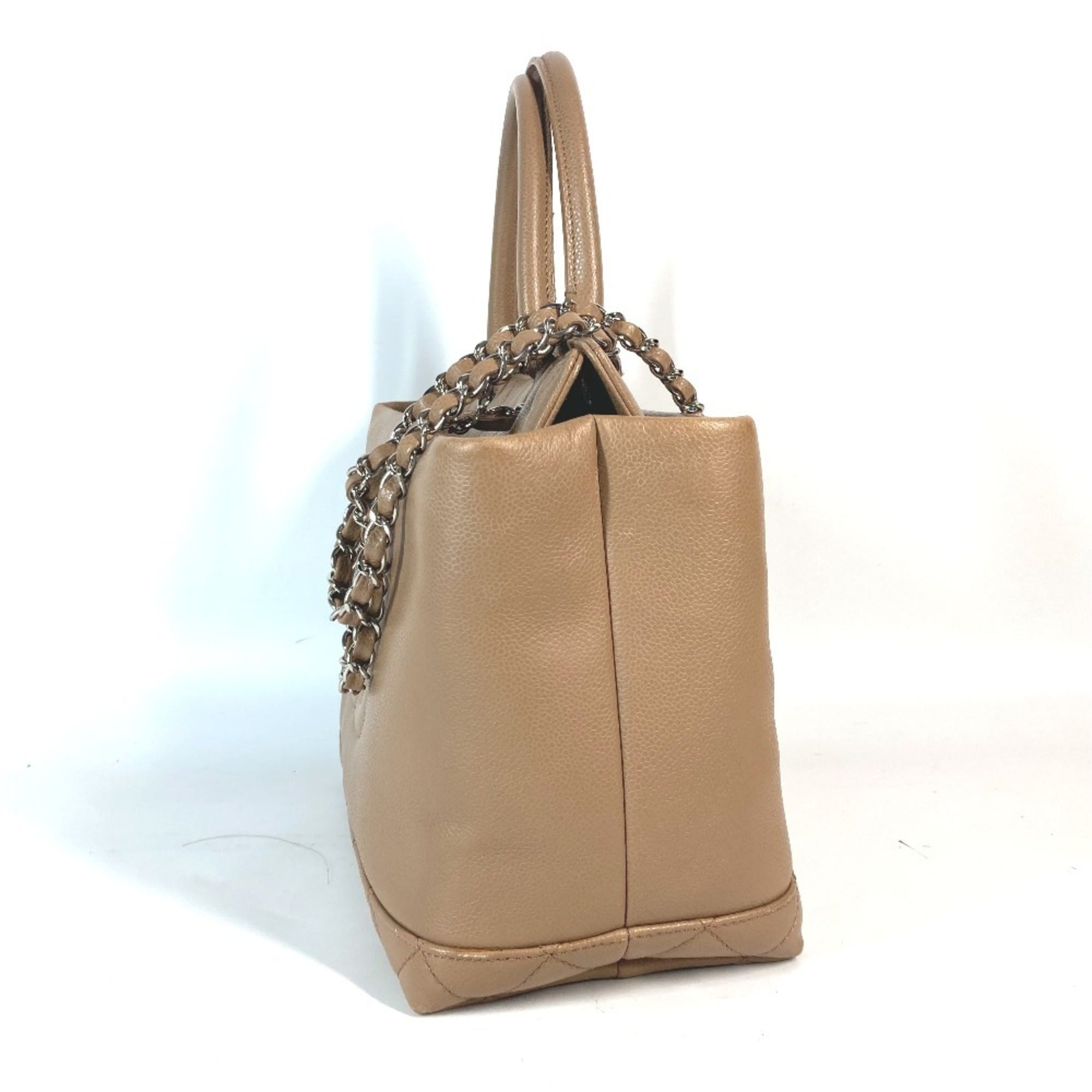 Chanel Beige Grained Calfskin Shoulder Bag Tote Bag