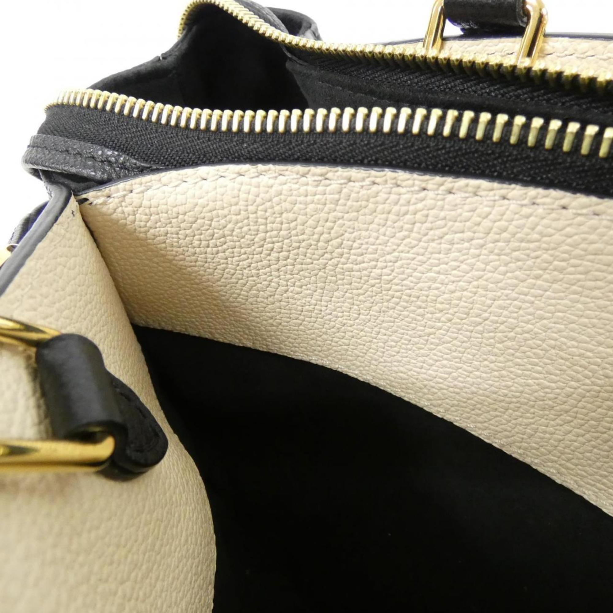 Louis Vuitton Beige Black Leather Handbag
