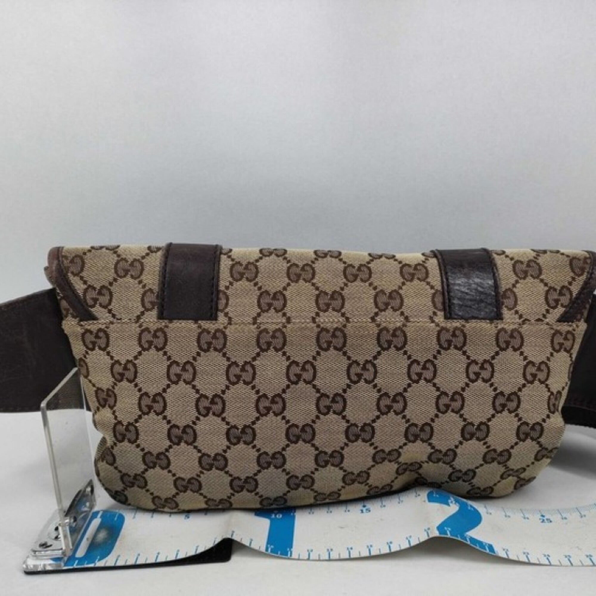 Gucci Beige Brown Gg Canvas Leather Fanny Pack Sling Bag (Pre-Owned)