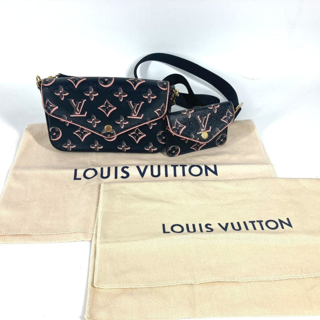 Louis Vuitton Black Pink Coated Canvas Pochette Shoulder Bag