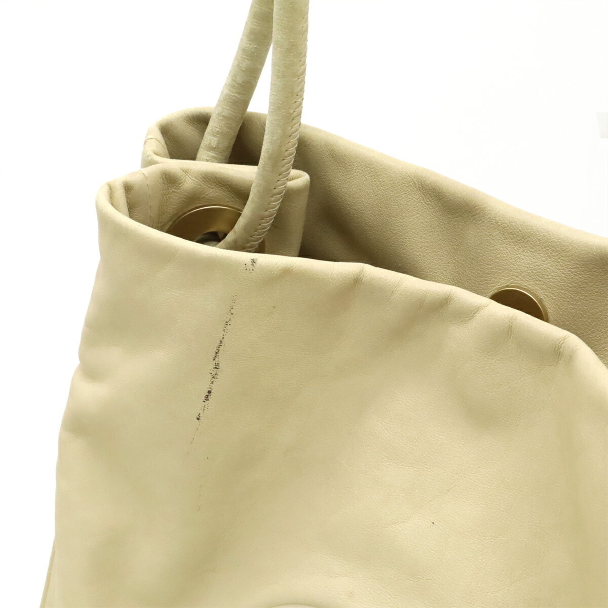 Chanel Beige White Leather Shoulder Bag Tote Bag