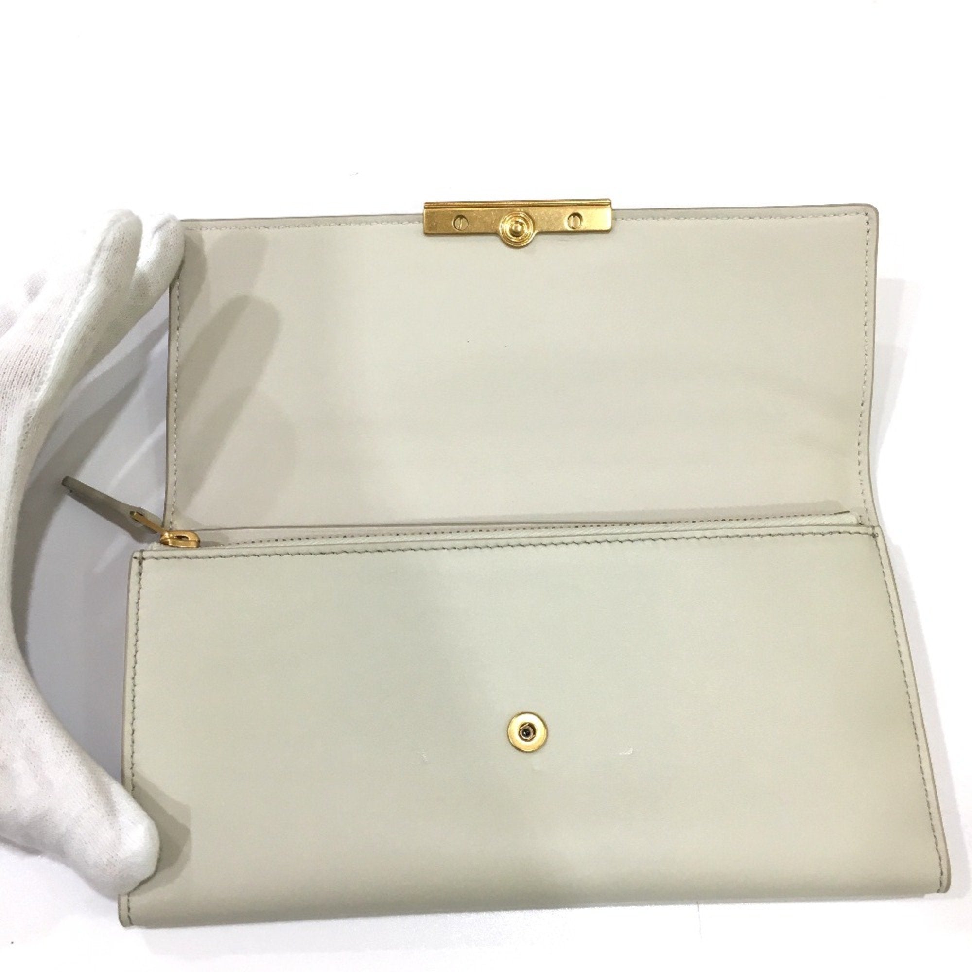 Bottega Veneta White Leather Long Wallet (Bi-Fold)
