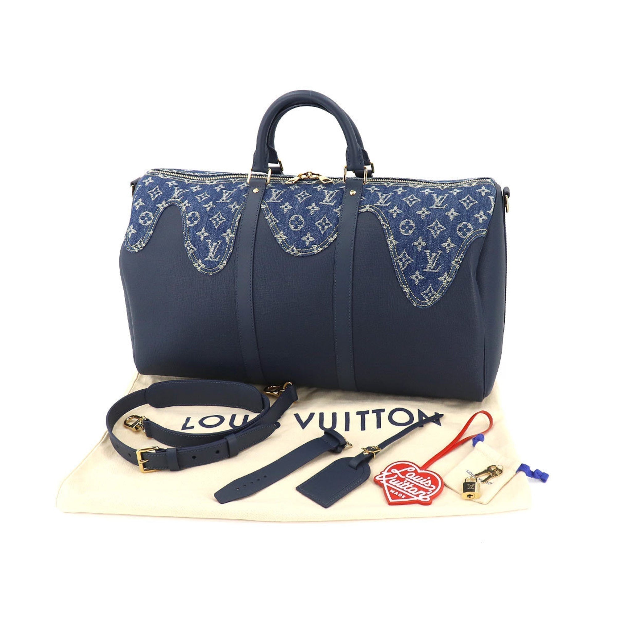 Louis Vuitton Monogram Denim Keepall Bandouliere 50 2way Boston Shoulder Bag NIGO M45975 RFID