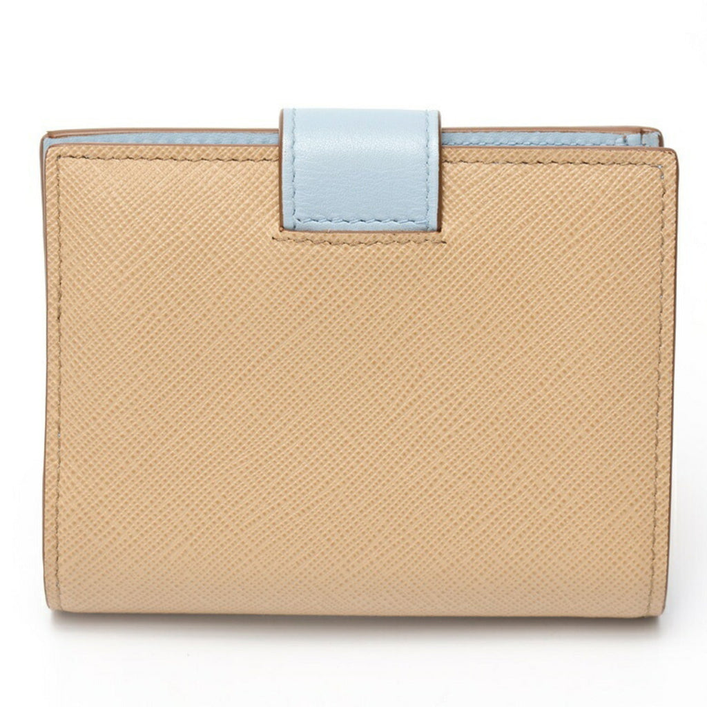 Prada Beige Light Blue Saffiano Wallet (Bi-Fold)