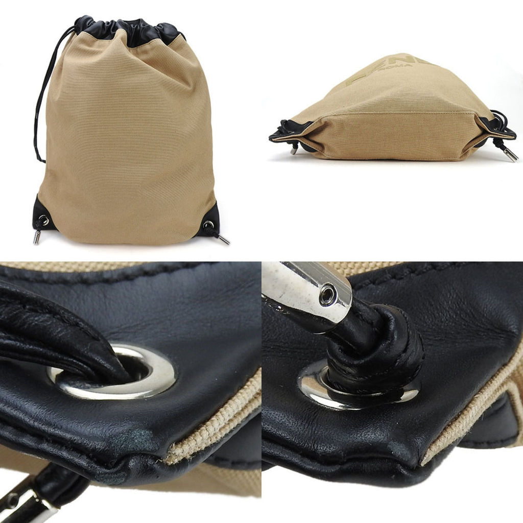 Fendi Beige Black Canvas Leather Backpack
