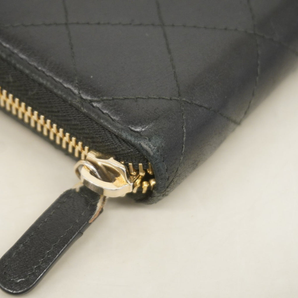 Chanel Black Leather Long Wallet (Bi-Fold)