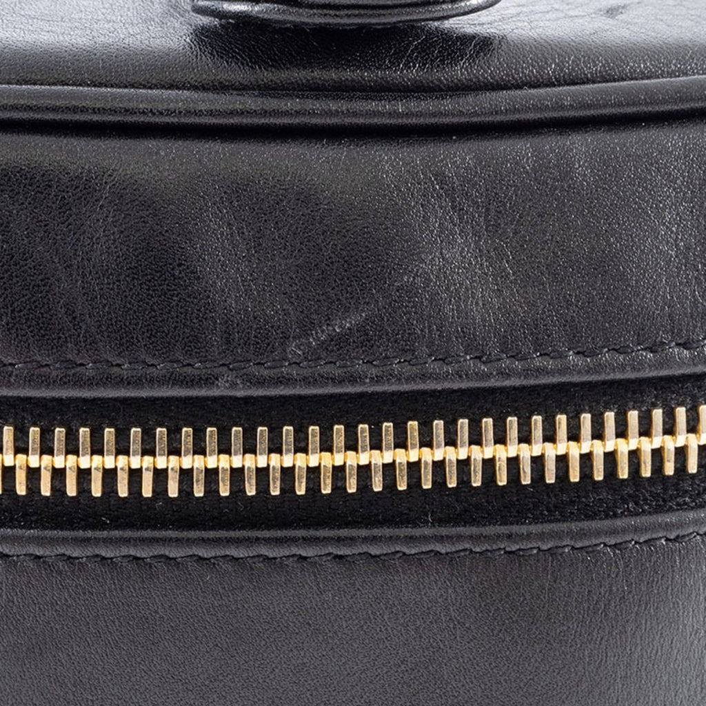 Chanel Black Leather Handbag Pouch Vanity Bag