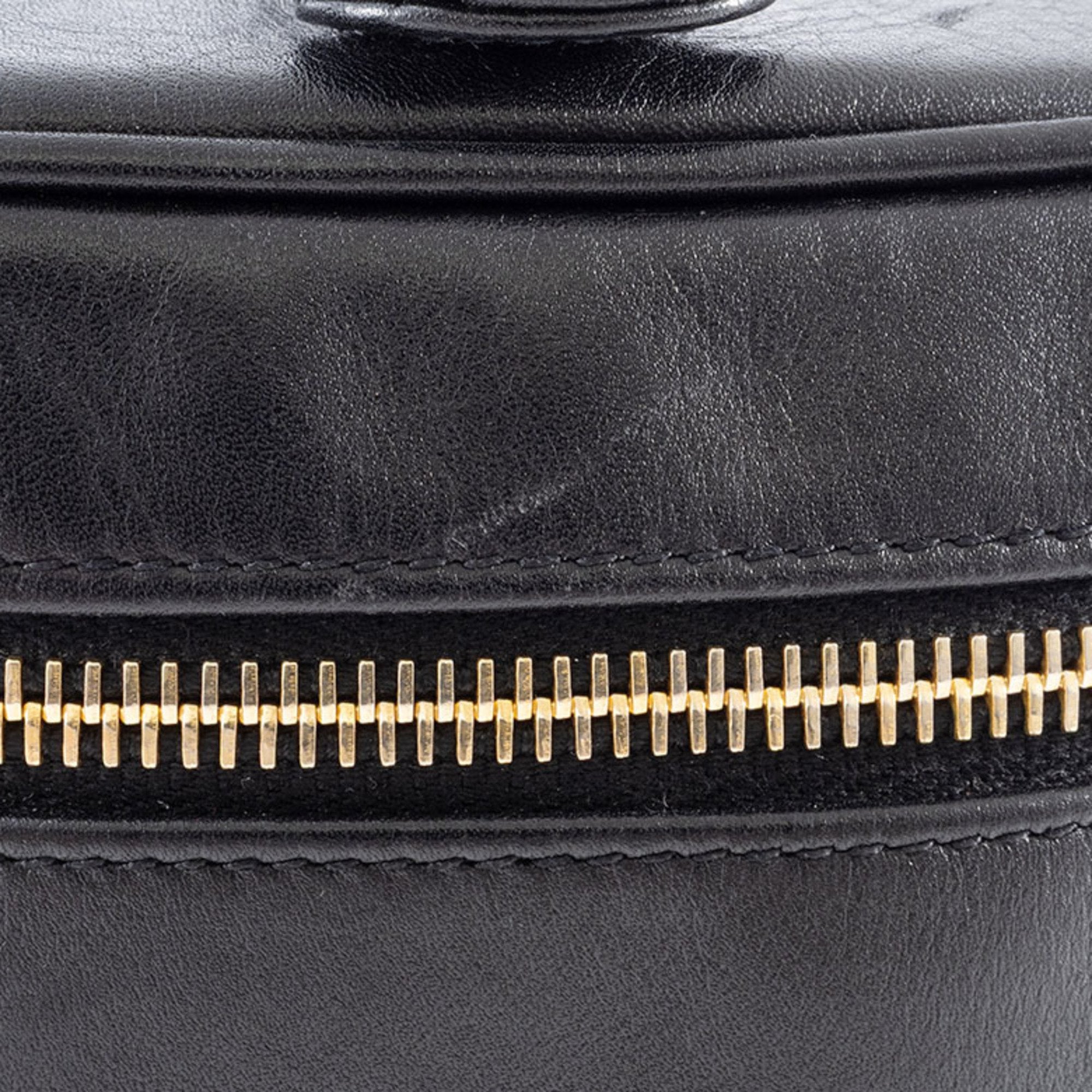 Chanel Black Leather Handbag Pouch Vanity Bag