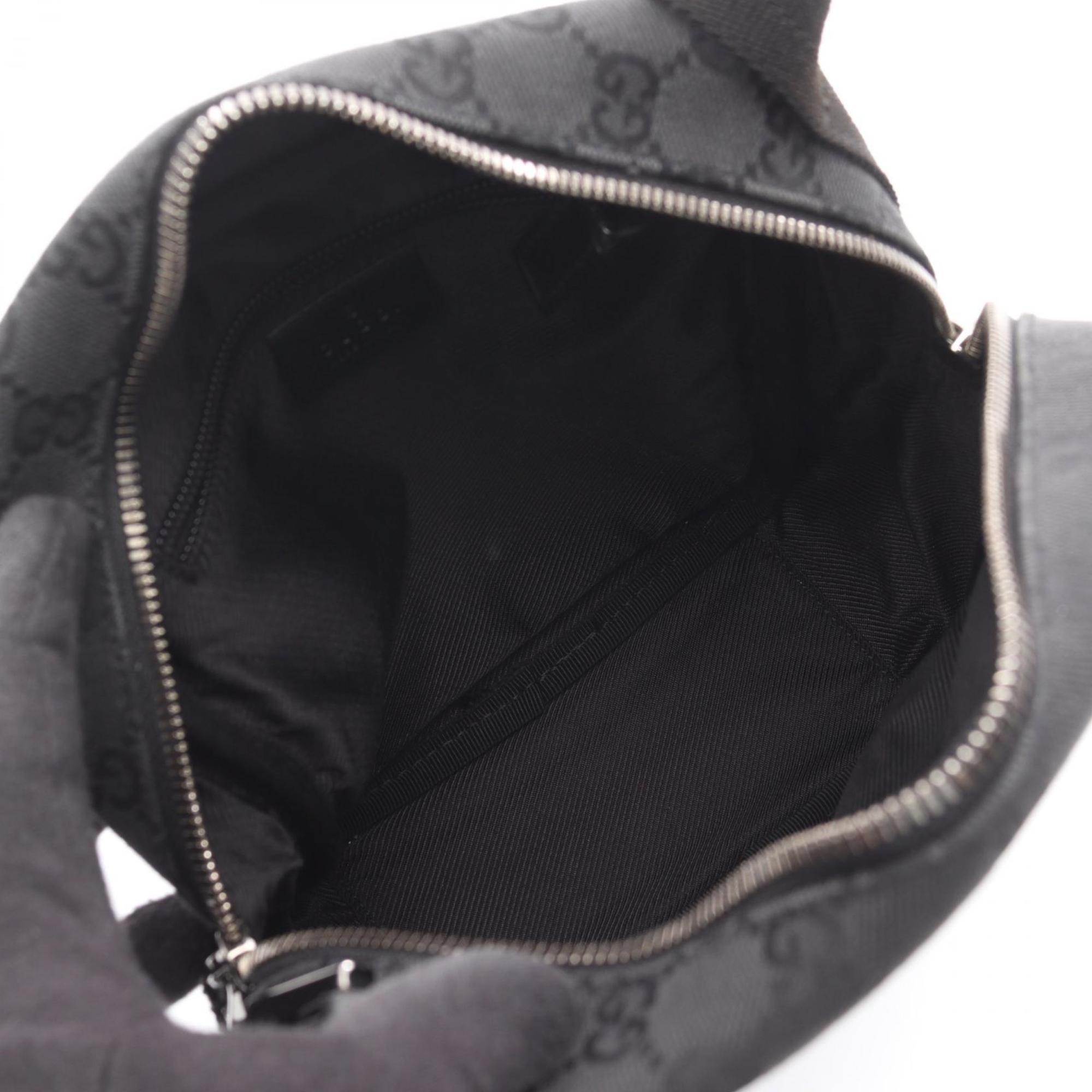 Gucci Black Gg Canvas Leather Handbag Shoulder Bag (Pre-Owned)
