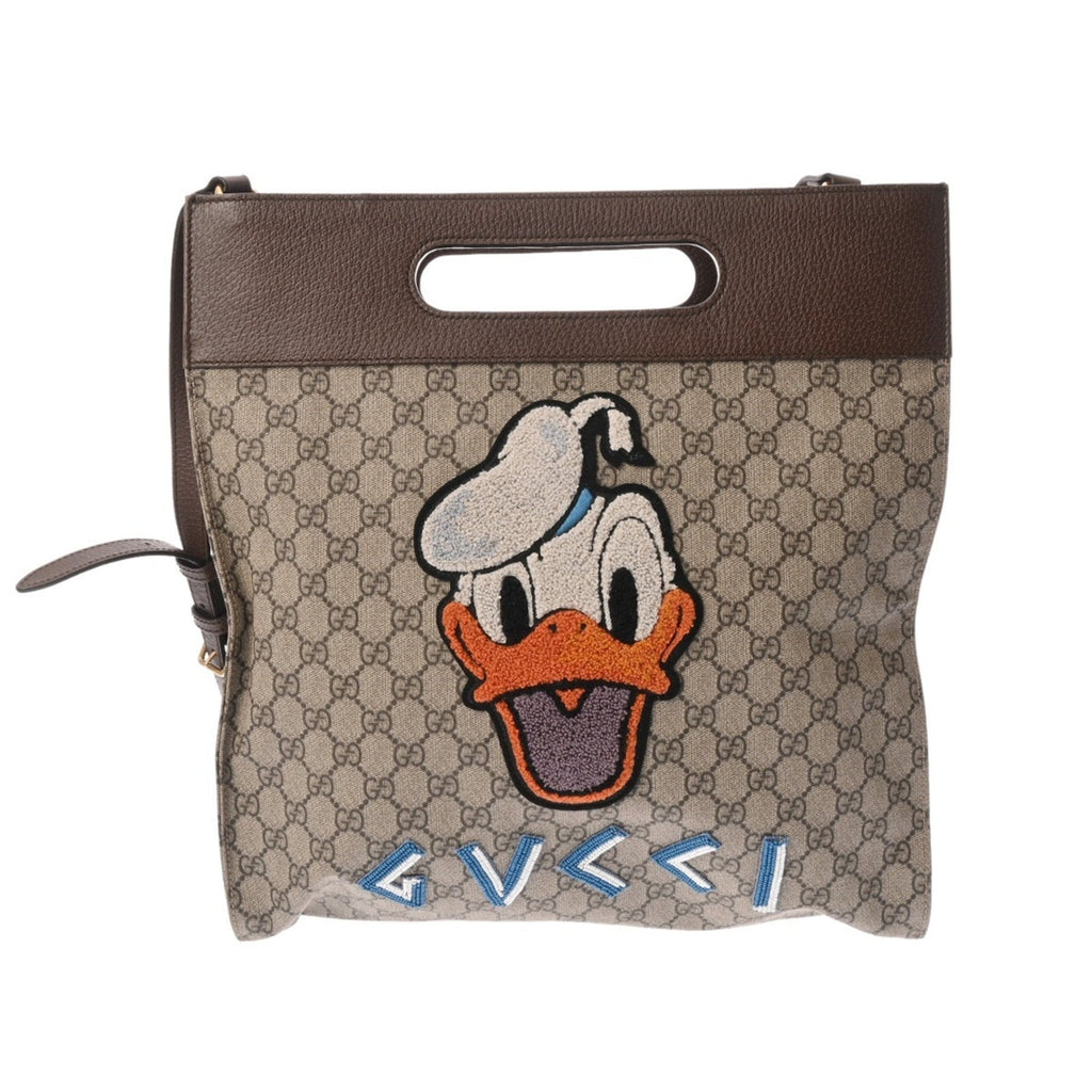Gucci Beige Brown Gg Supreme Canvas Leather Shoulder Bag Tote Bag (Pre-Owned)