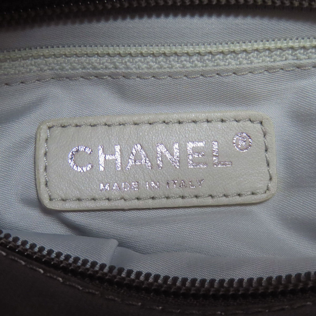 Chanel Silver White Leather Handbag