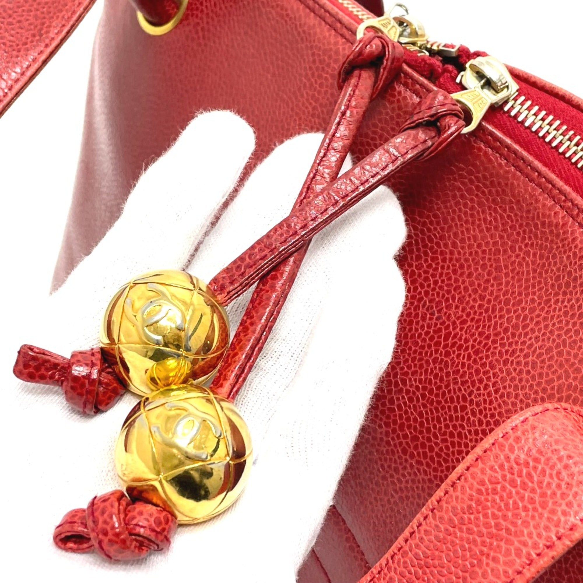 Chanel Red Leather Shoulder Bag
