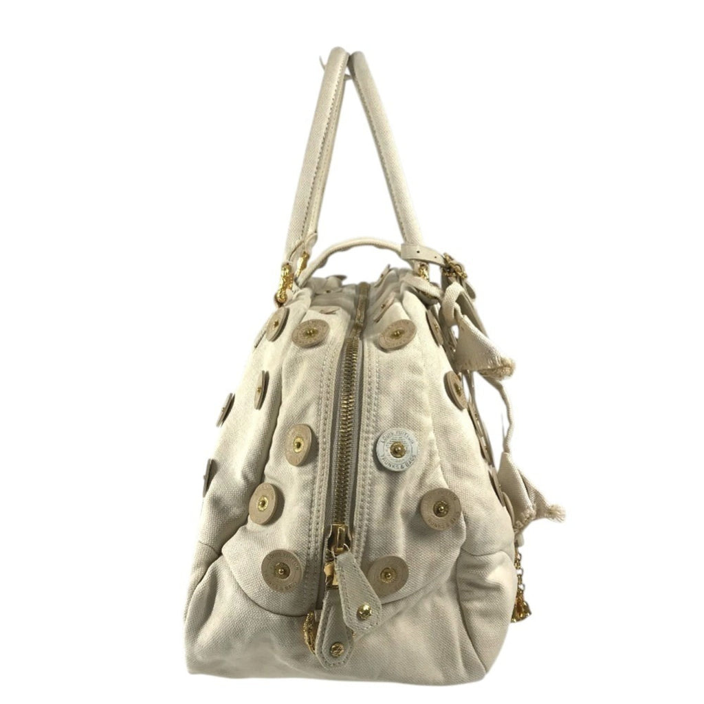 Louis Vuitton White Canvas Boston Bag Handbag Shoulder Bag