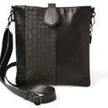 Bottega Veneta Black Gray Leather Messenger Bag Shoulder Bag
