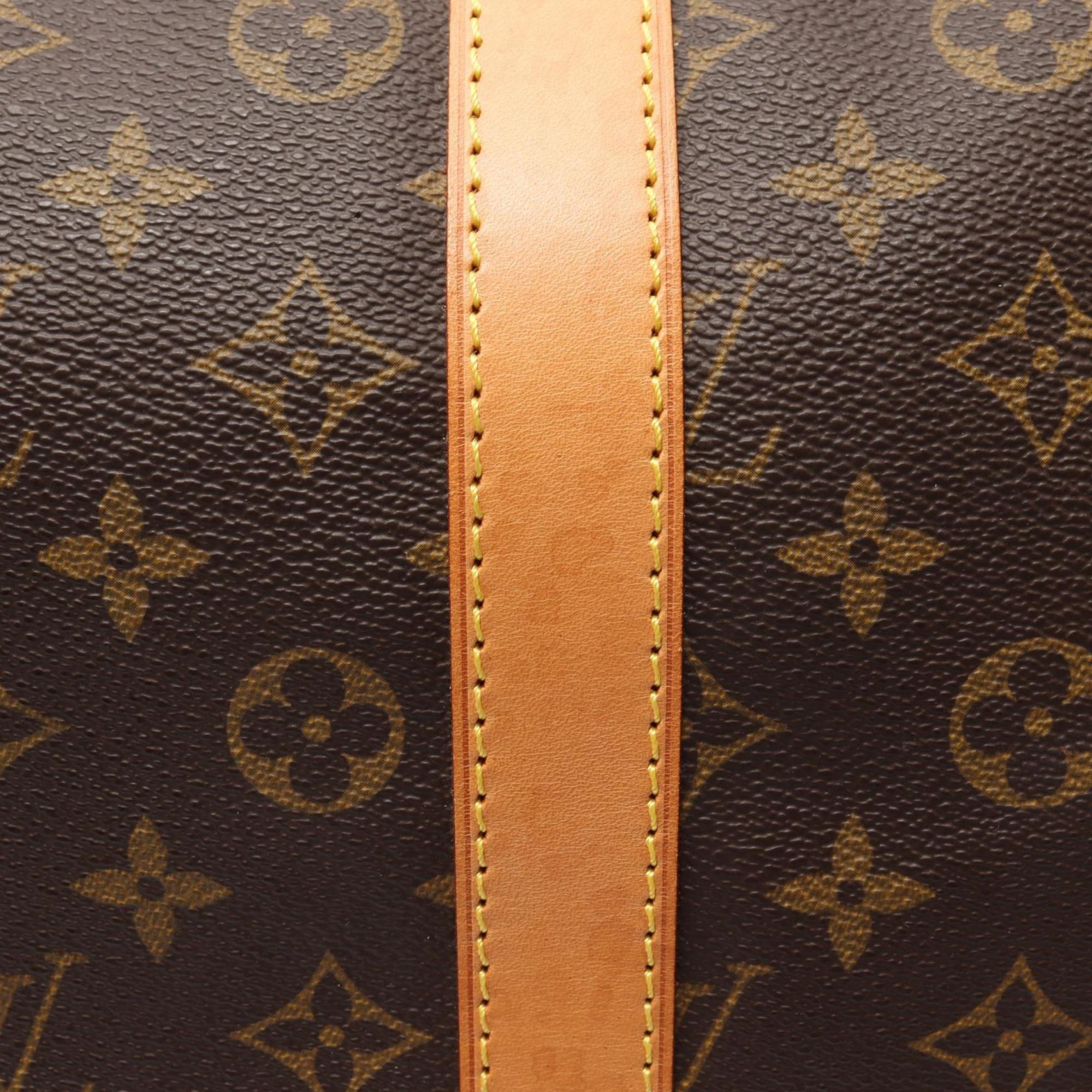 Louis Vuitton Brown Coated Canvas Leather Boston Bag Handbag