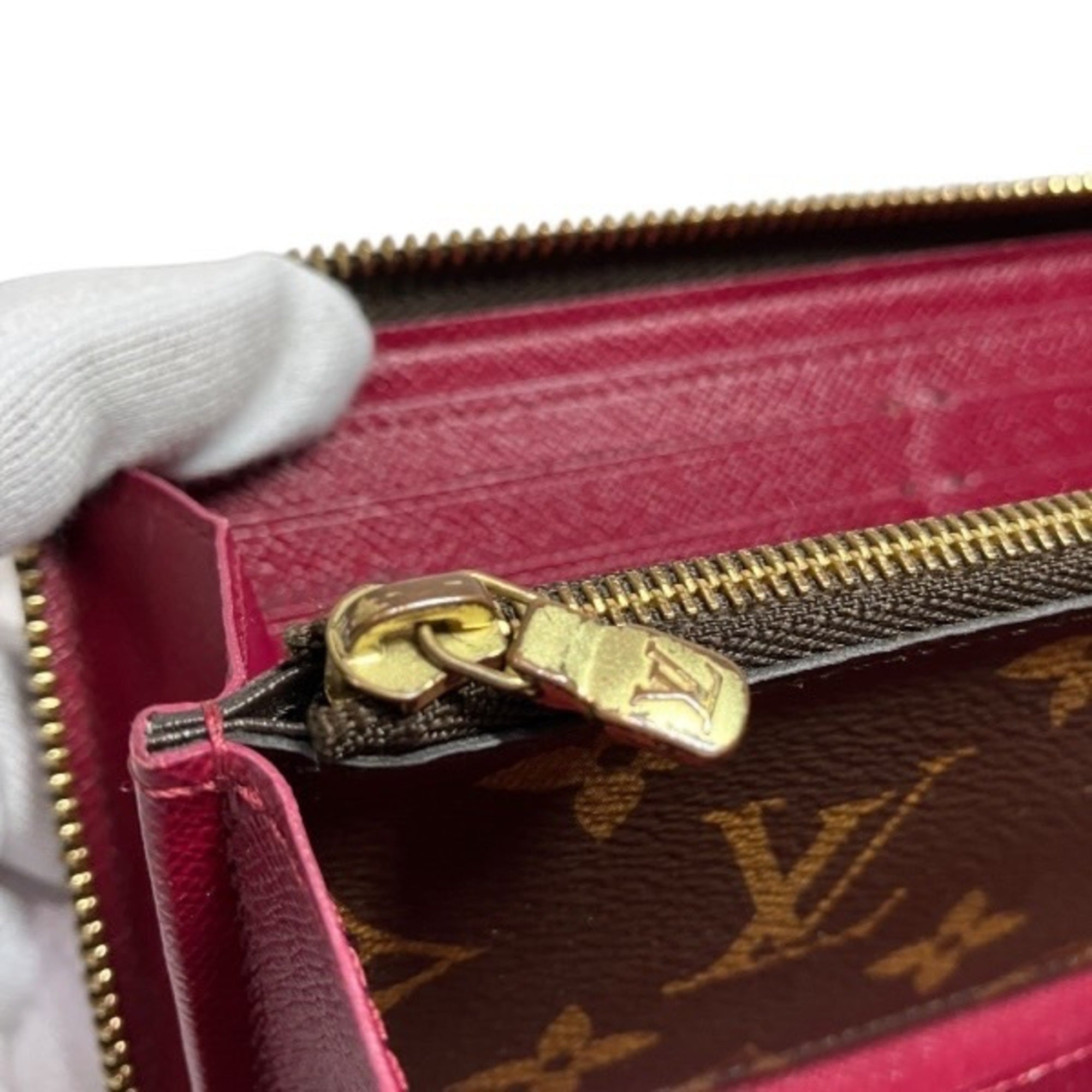 Louis Vuitton Brown Fuchsia Pink Monogram Long Wallet