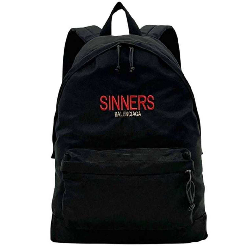 Balenciaga Black Canvas Leather Backpack