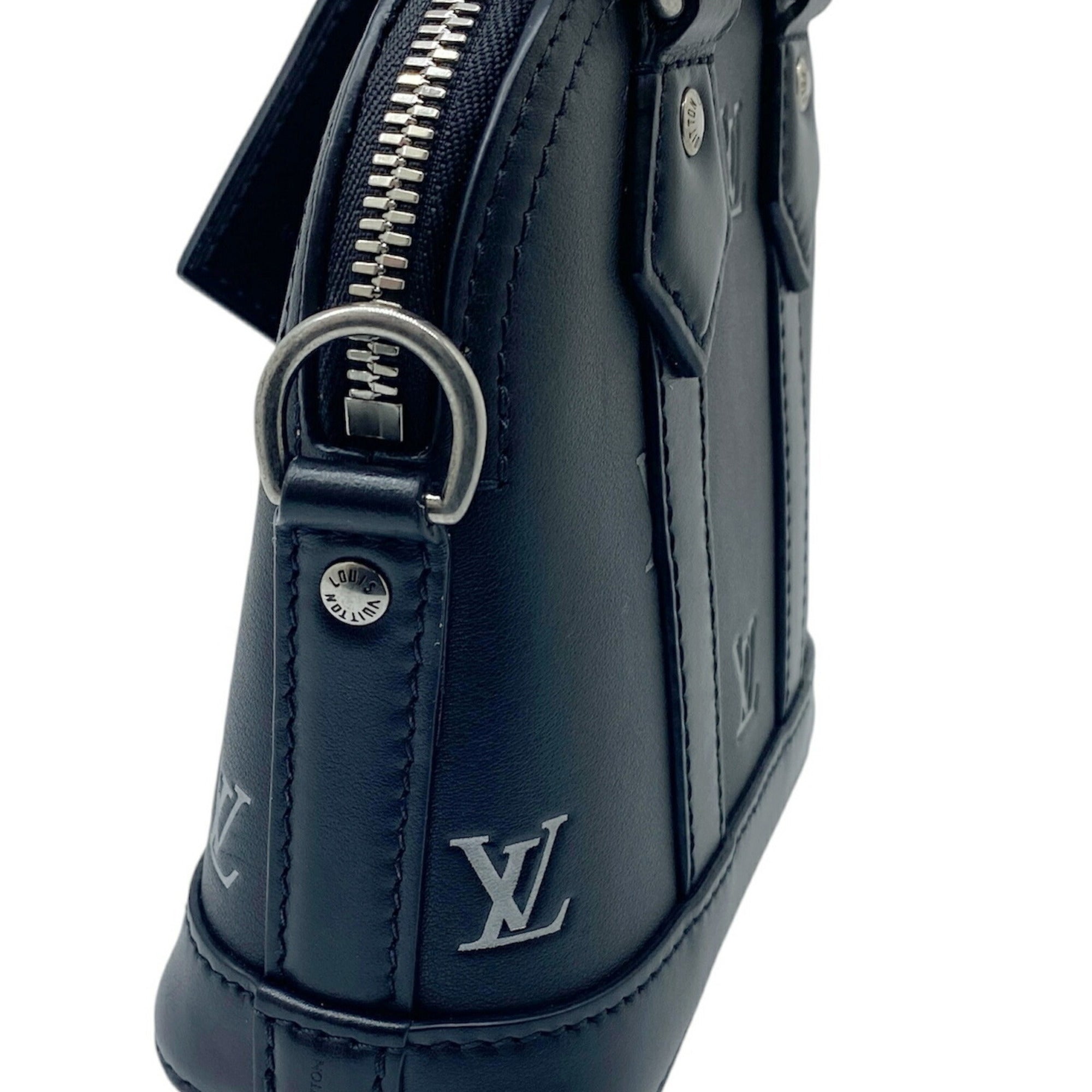 Louis Vuitton Black Leather Handbag Shoulder Bag
