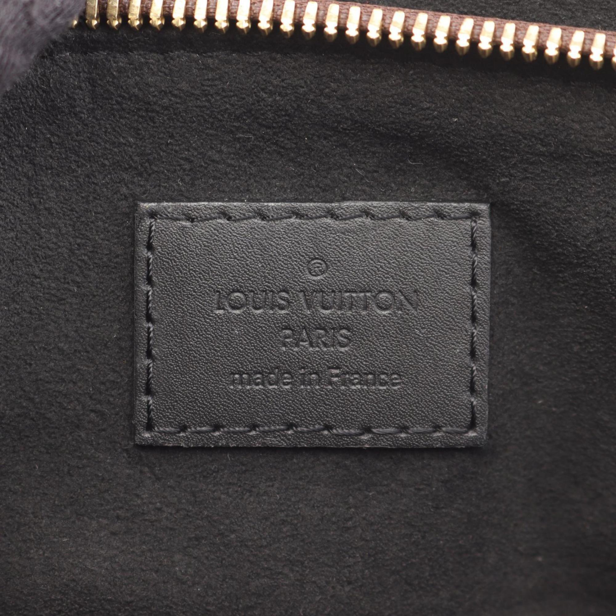 Louis Vuitton Black Brown Noir Pvc Coated Canvas Leather Tote Bag
