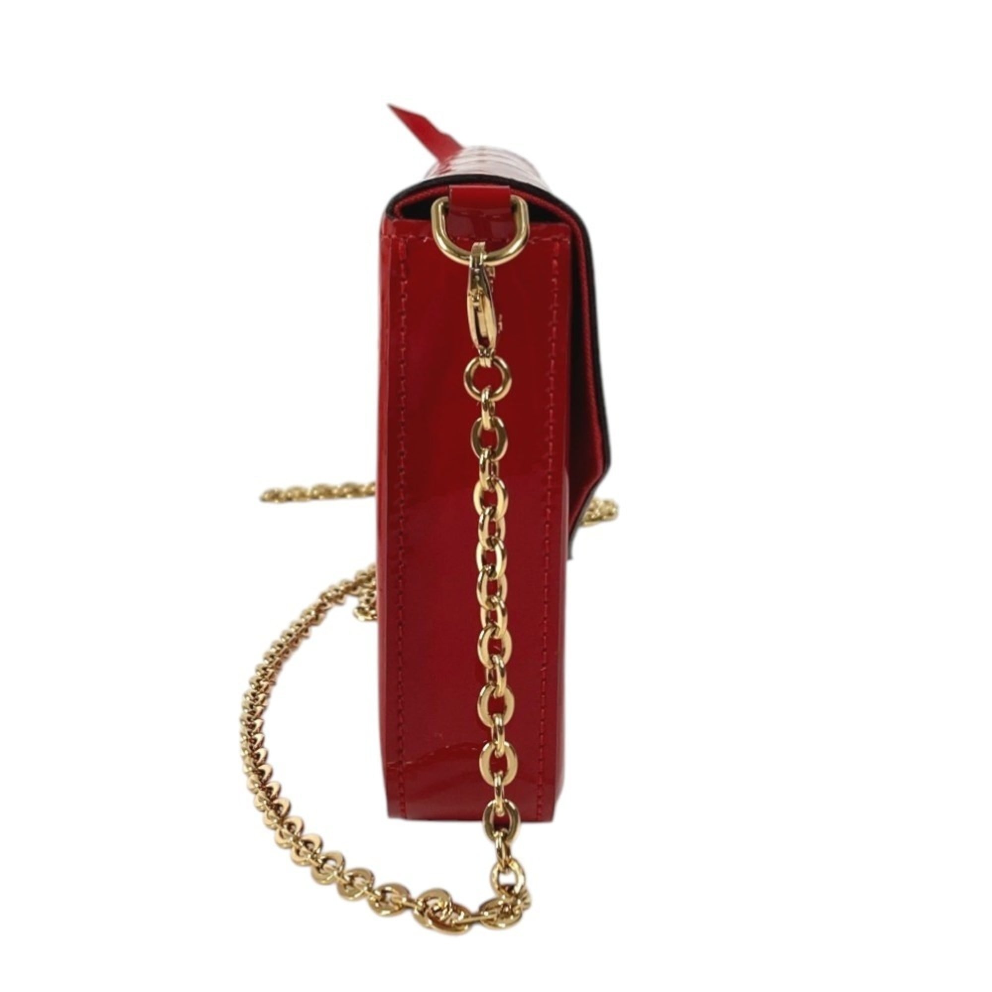 Louis Vuitton Red Color Monogram Vernis Canvas Clutch Bag Pochette Shoulder Bag
