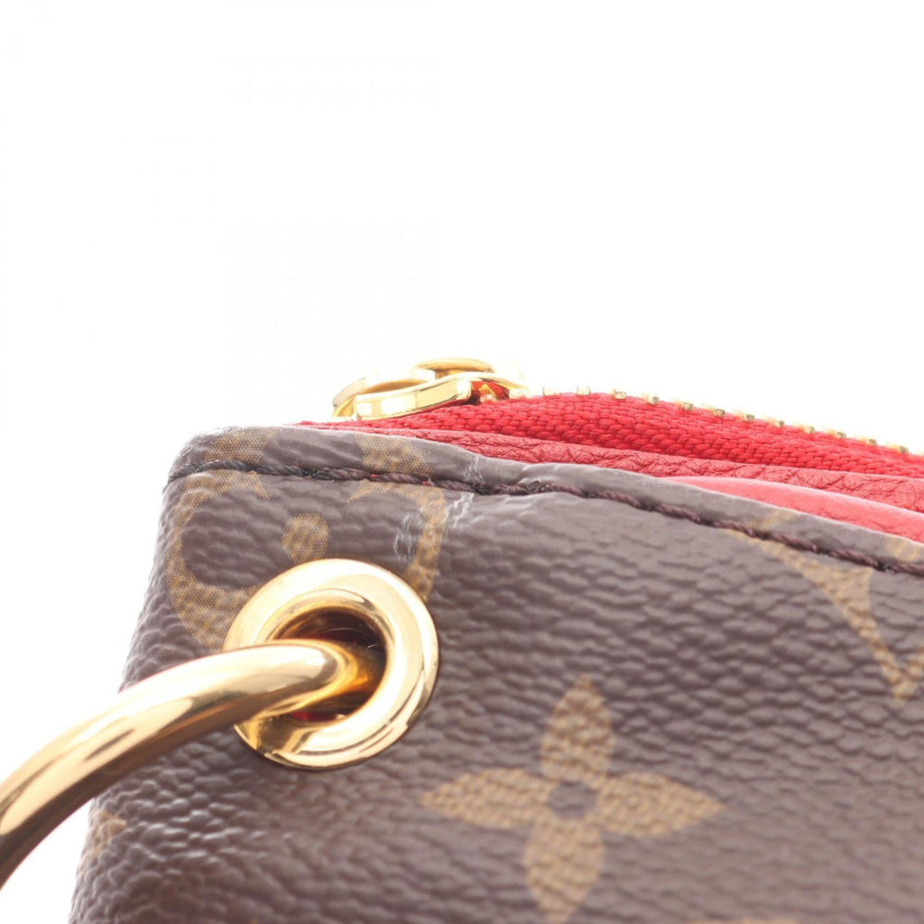Louis Vuitton Brown Cerise Red Color Coated Canvas Leather Handbag