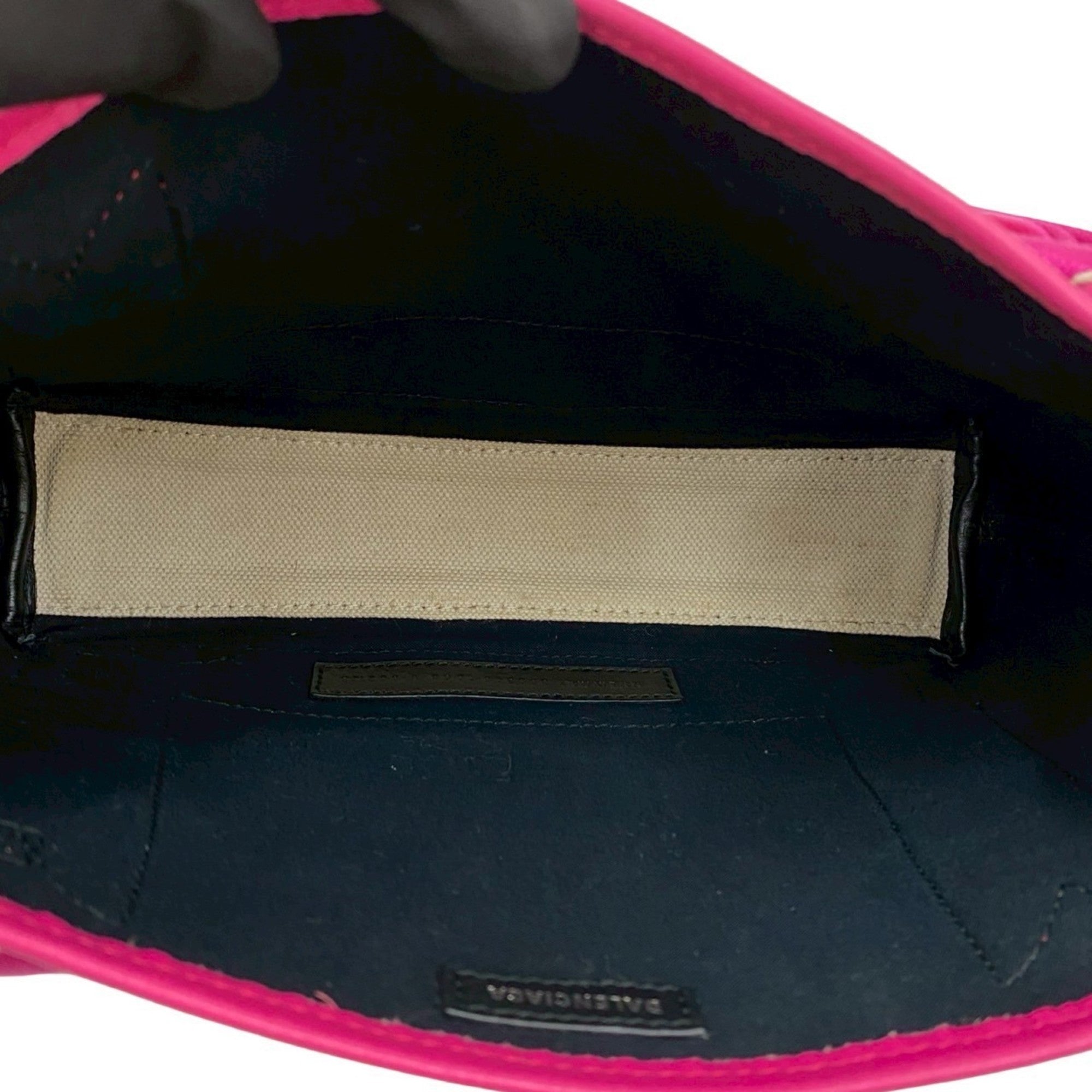 Balenciaga Ivory Pink Canvas Leather Handbag Pouch Shoulder