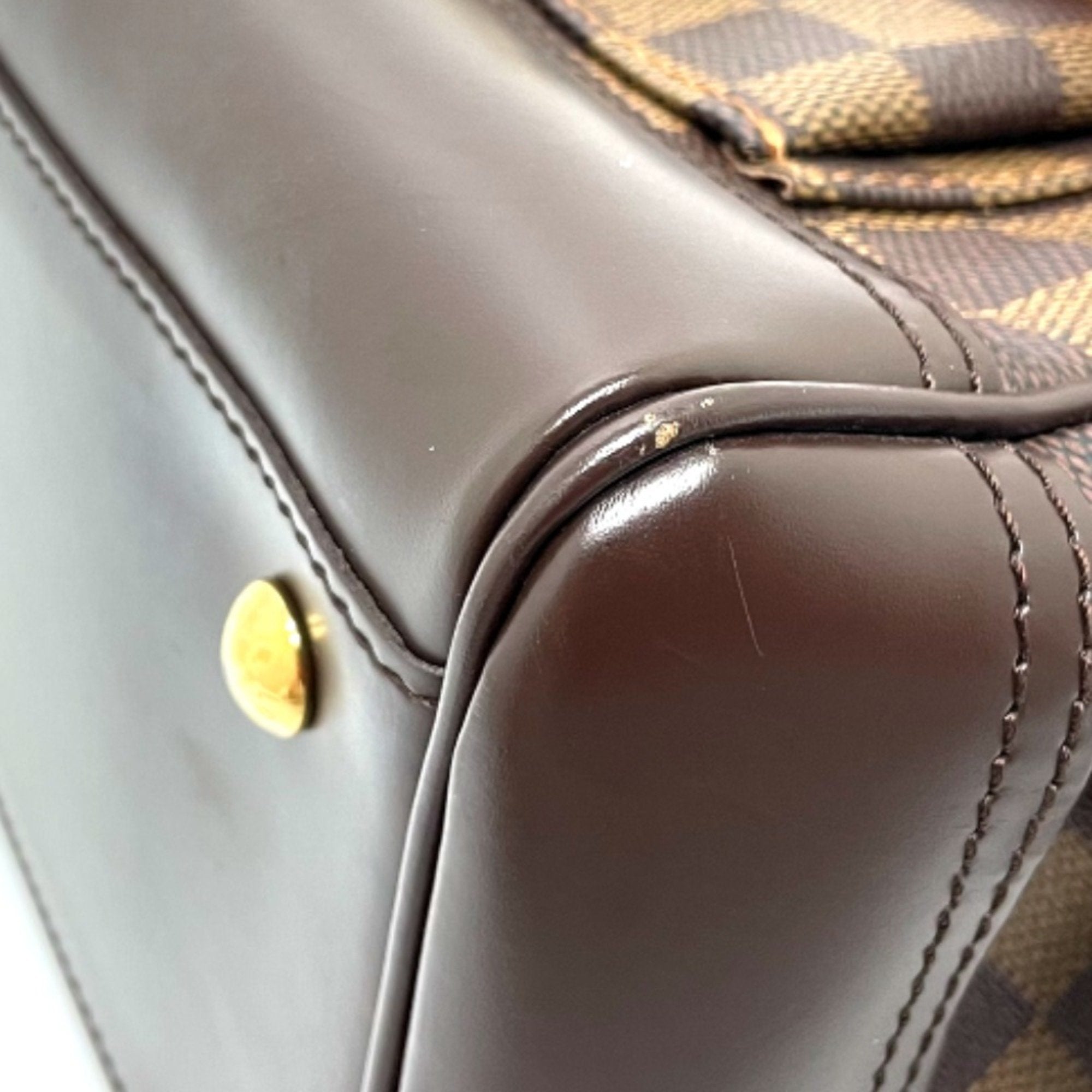 Louis Vuitton Damier Brown Ebene Damier Canvas Leather Handbag