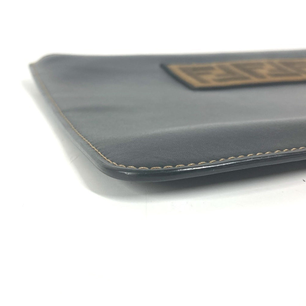 Fendi Black Brown Leather Clutch Bag
