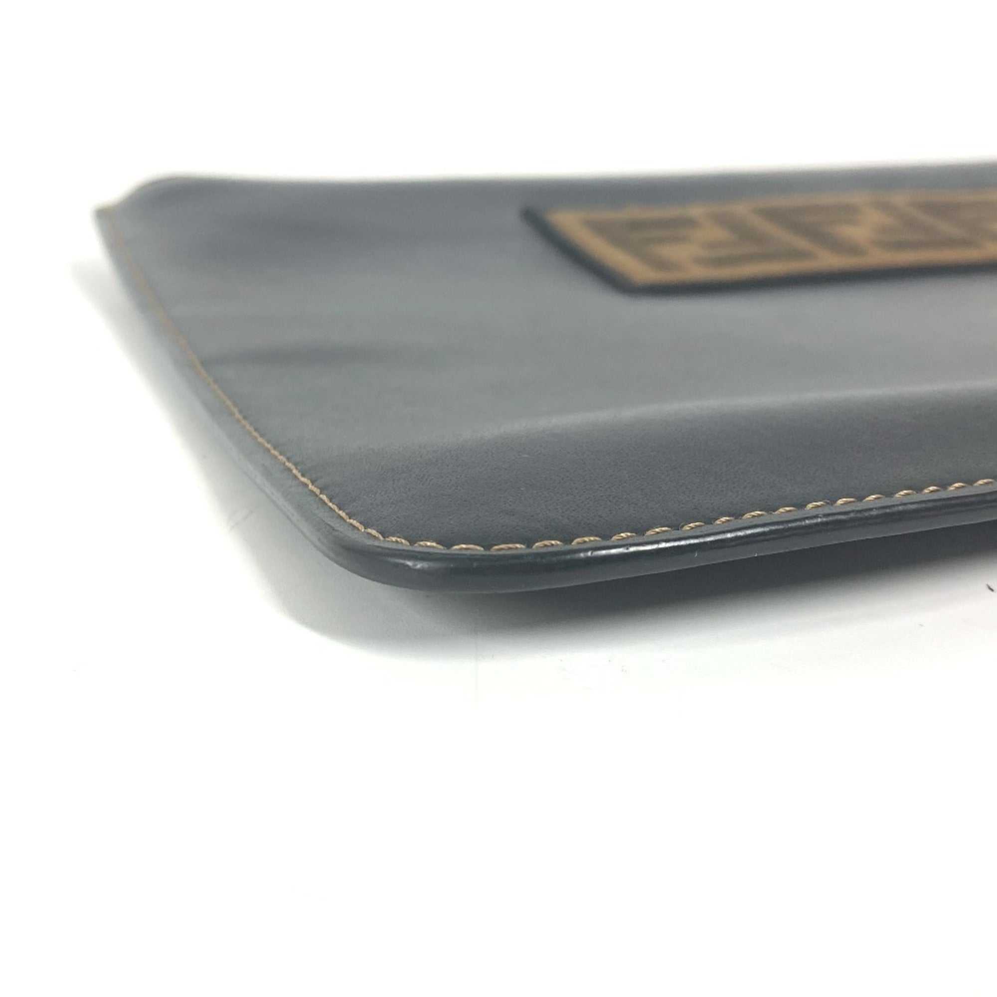 Fendi Black Brown Leather Clutch Bag