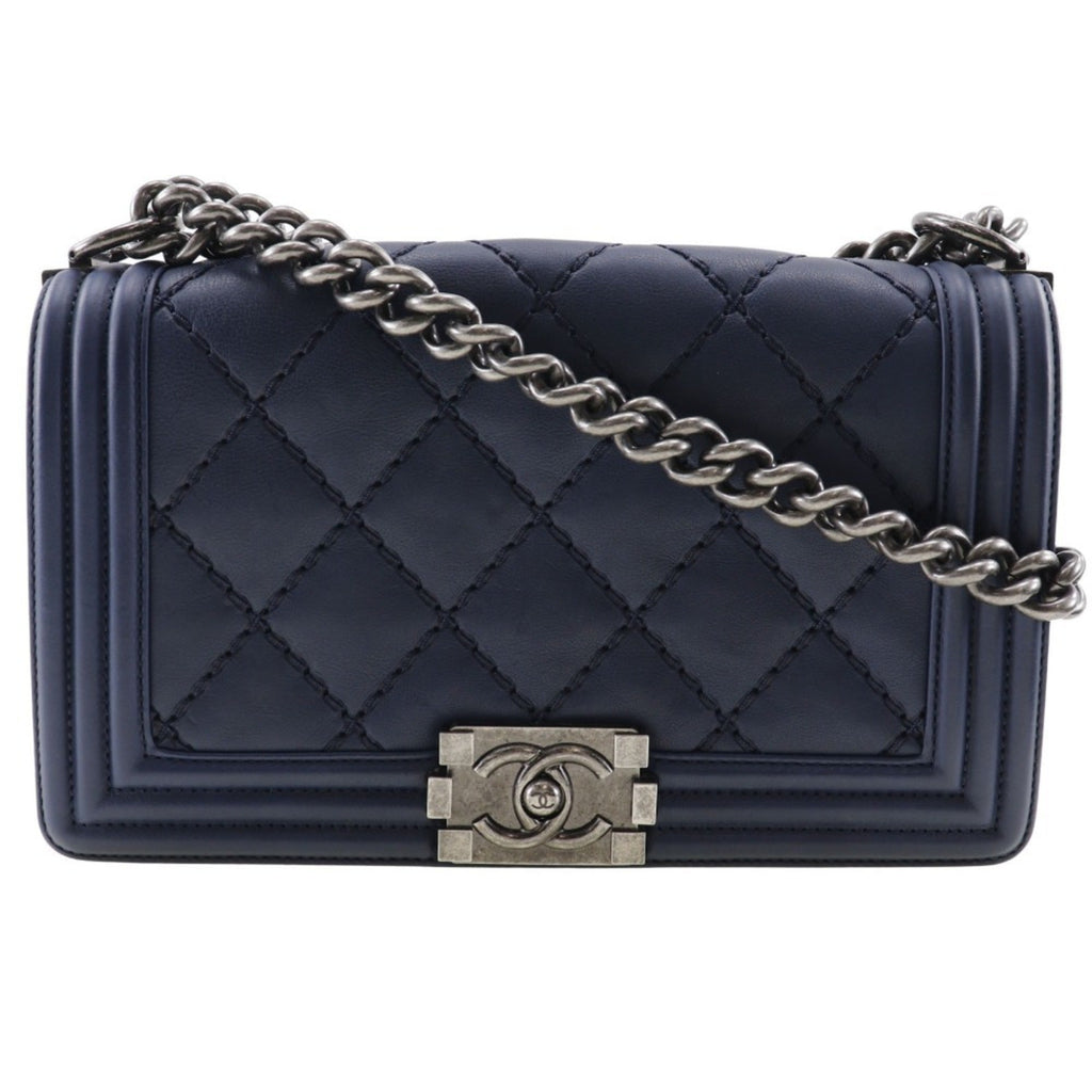 Chanel Navy Leather Shoulder Bag