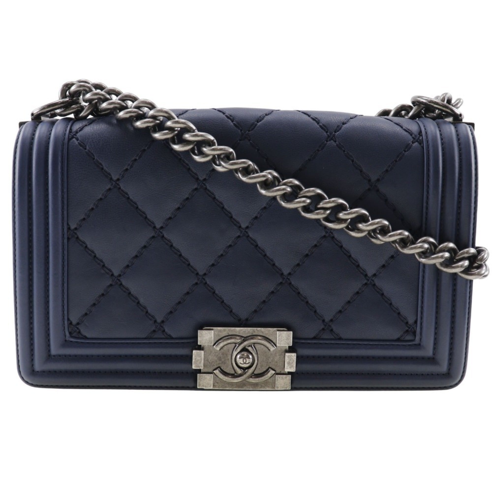 Chanel Navy Leather Shoulder Bag