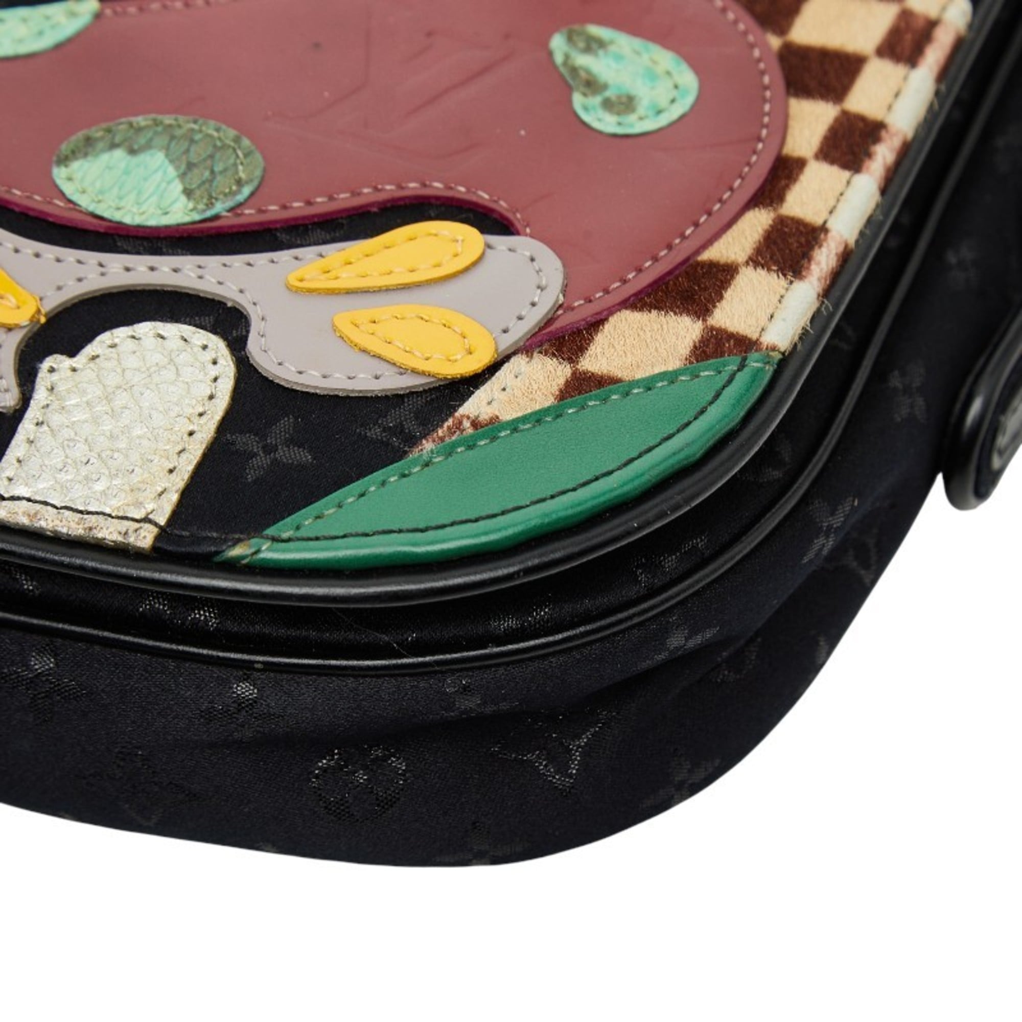 Louis Vuitton Black Noir Satin Leather Shoulder Bag