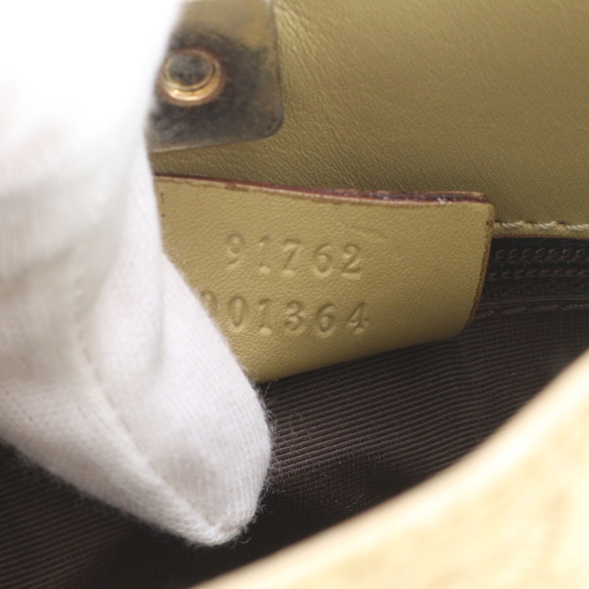 Gucci Beige Leather Canvas Messenger Bag Shoulder Bag (Pre-Owned)