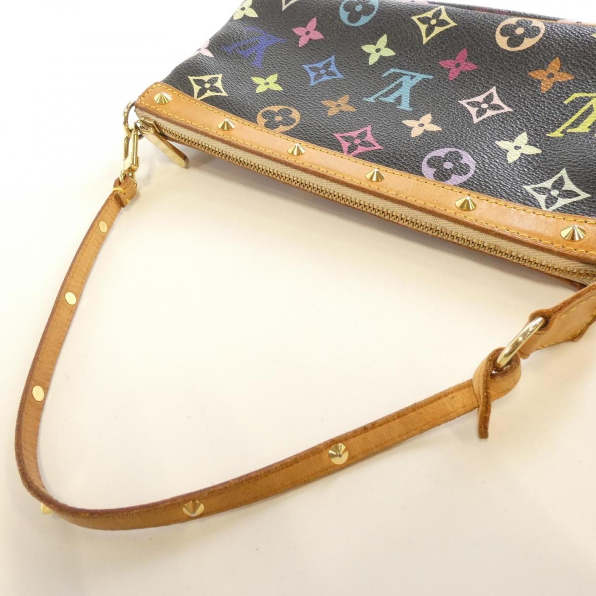 Louis Vuitton Black Multi-Color Coated Canvas Pochette Pouch