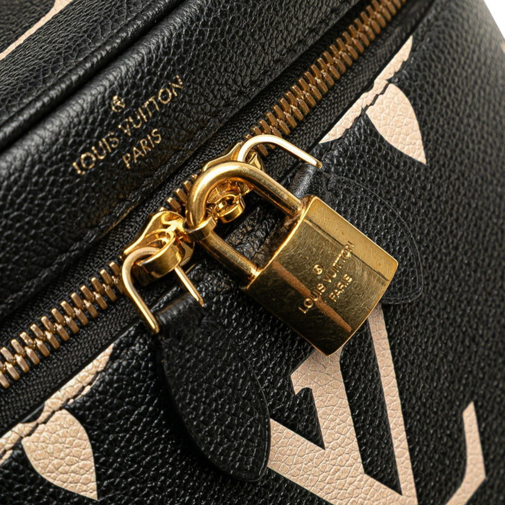 Louis Vuitton Beige Black Monogram Leather Shoulder Bag Vanity Bag