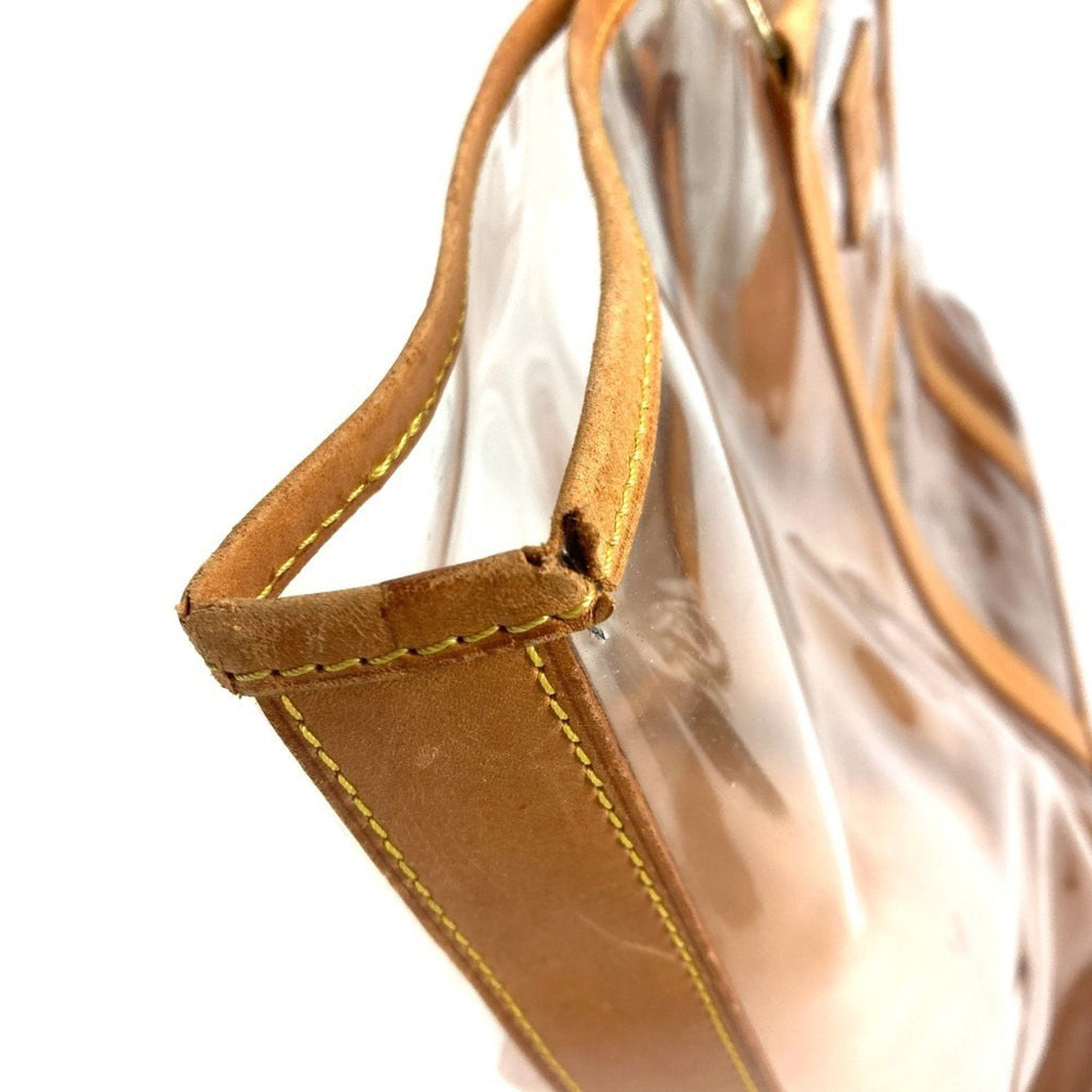Louis Vuitton Beige Clear Vinyl Leather Shoulder Bag Tote Bag
