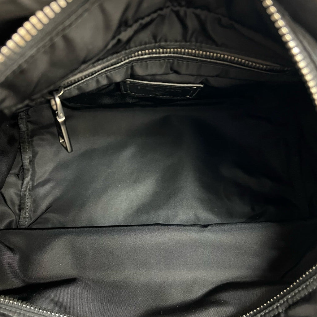 Prada Black Navy Nylon Leather Handbag Shoulder Bag Tote Bag