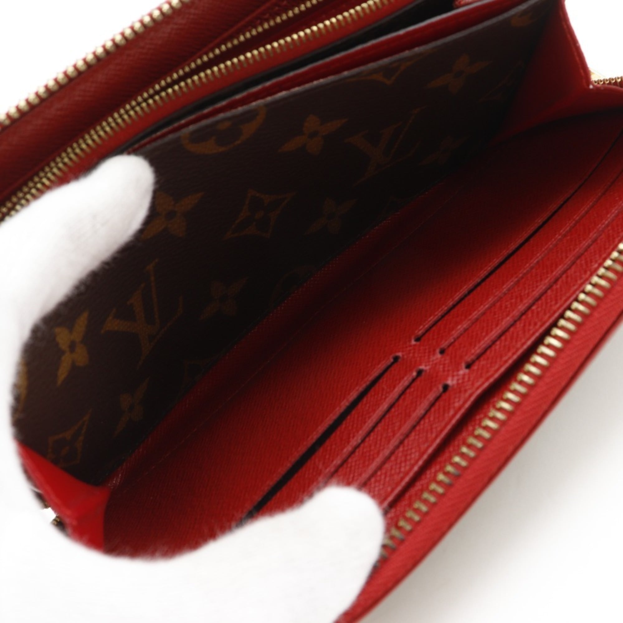 Louis Vuitton Brown Cerise Red Color Monogram Canvas Long Wallet