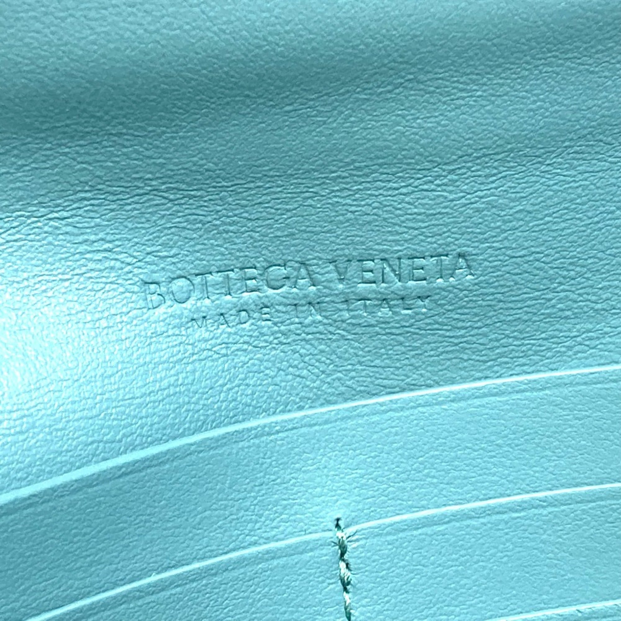 Bottega Veneta Blue Light Blue Green Leather Long Wallet (Bi-Fold)