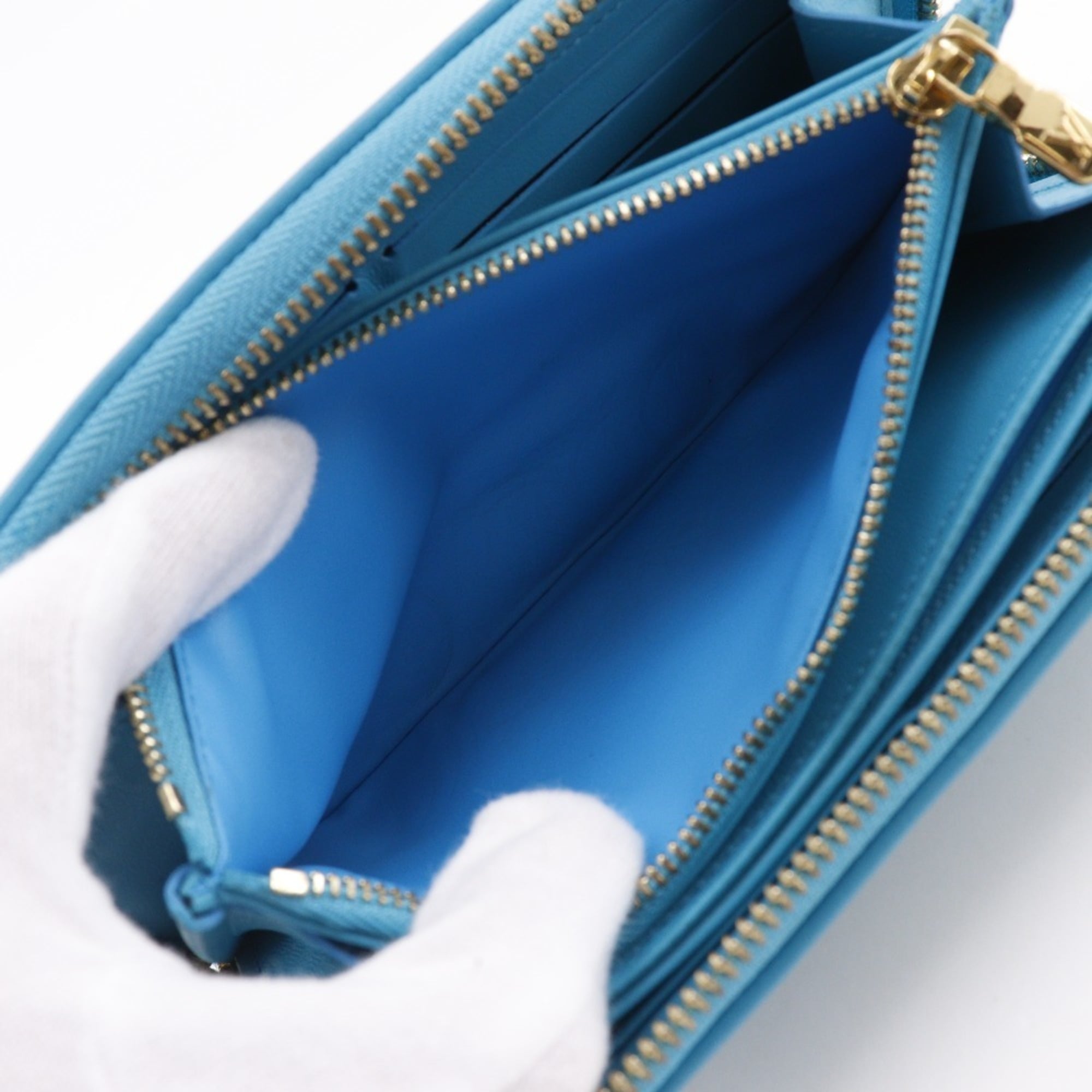 Louis Vuitton Blue Turquoise Leather Long Wallet