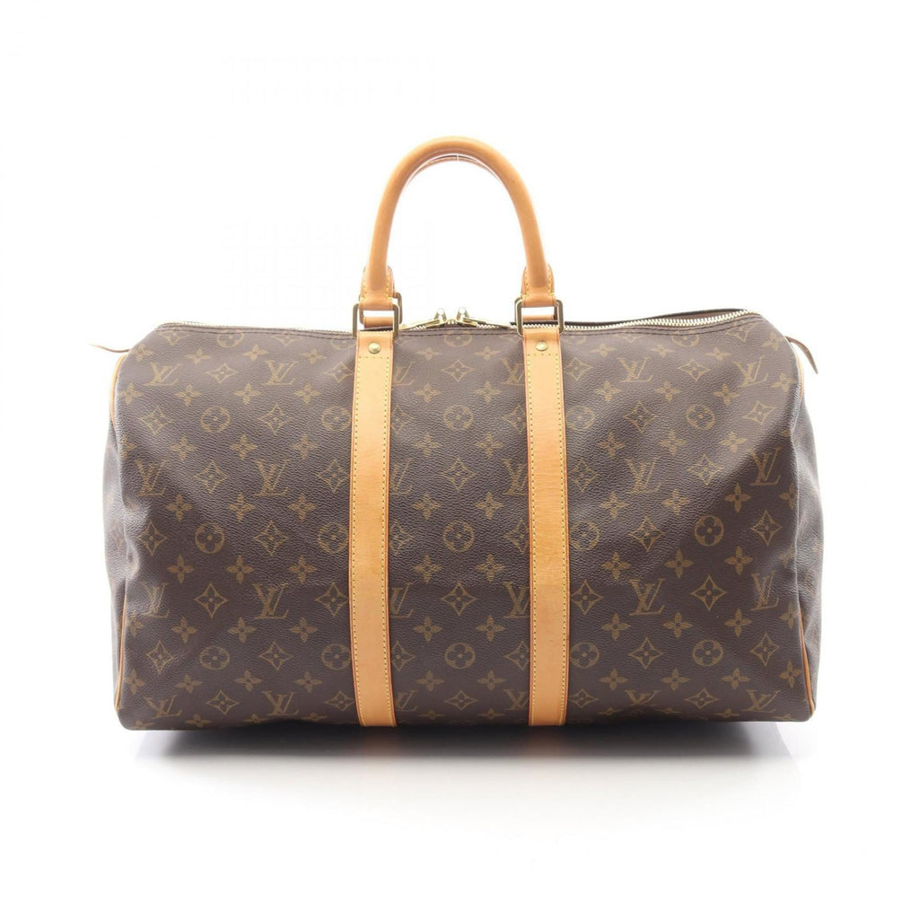 Louis Vuitton Brown Coated Canvas Leather Monogram Boston Bag