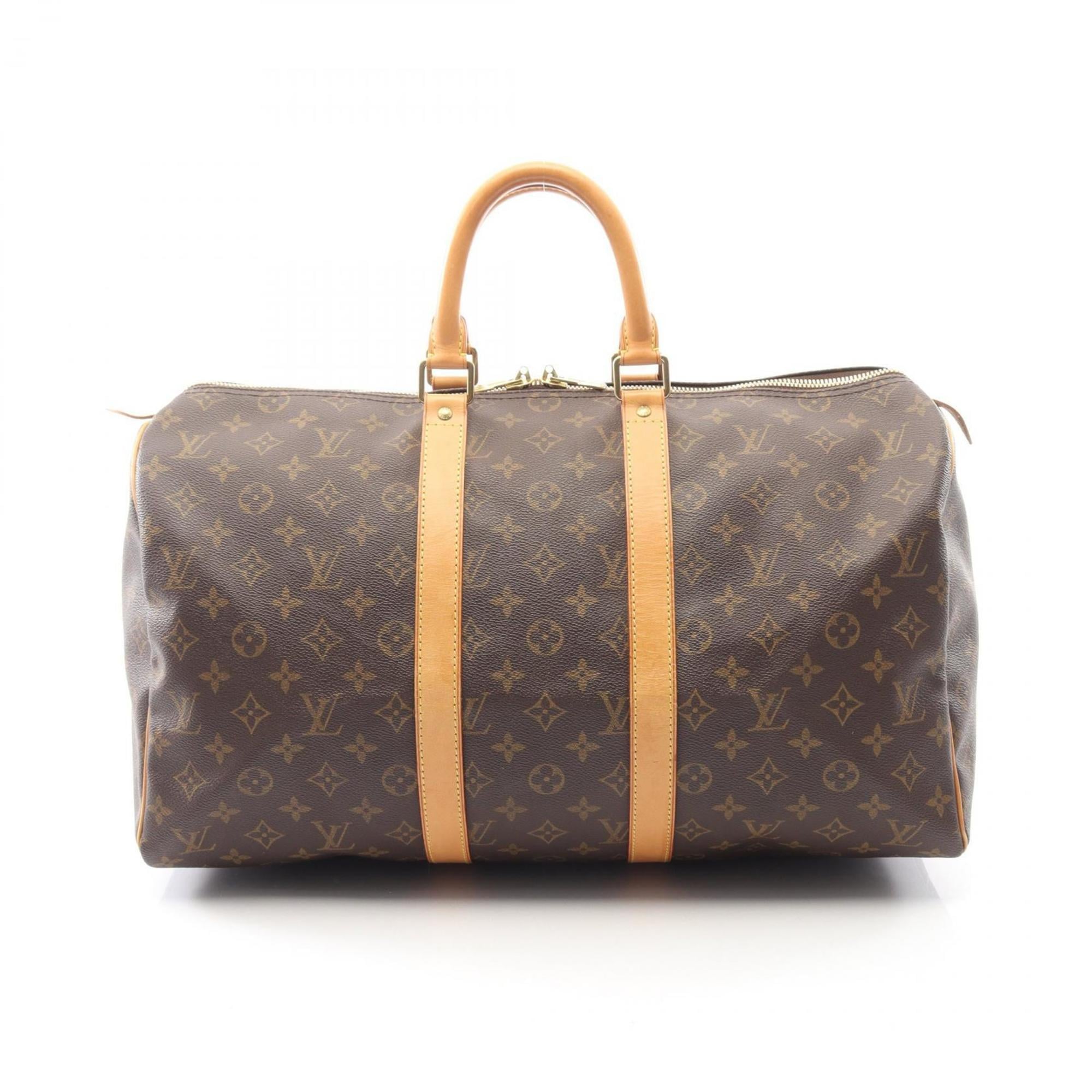 Louis Vuitton Brown Coated Canvas Leather Monogram Boston Bag