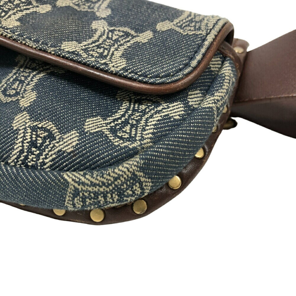 Celine Blue Brown Denim Leather Fanny Pack Sling Bag